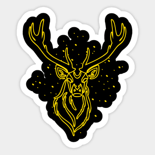 Yellow deer head Sticker